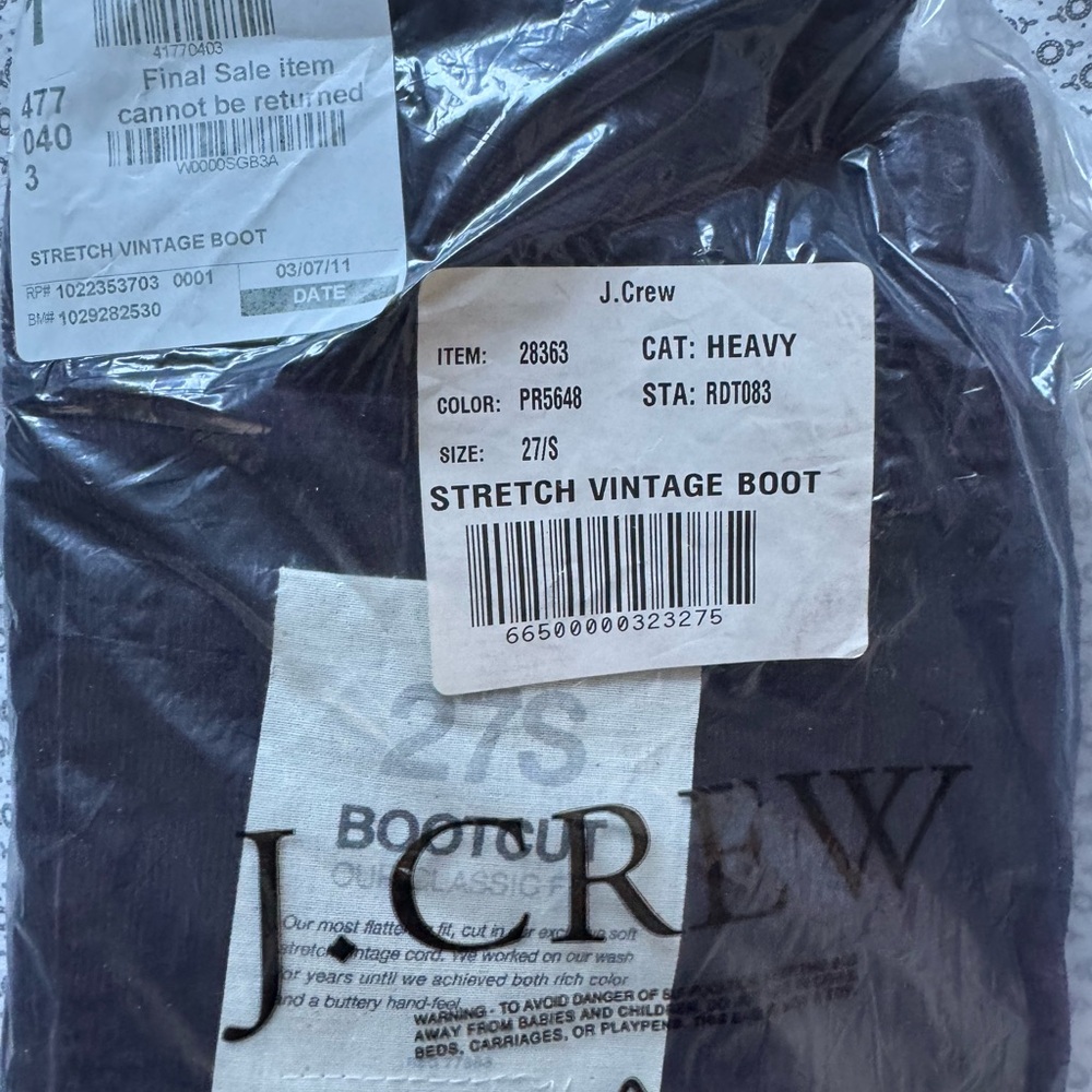 J. Crew Purple Stretch Vintage Boot Cut cords